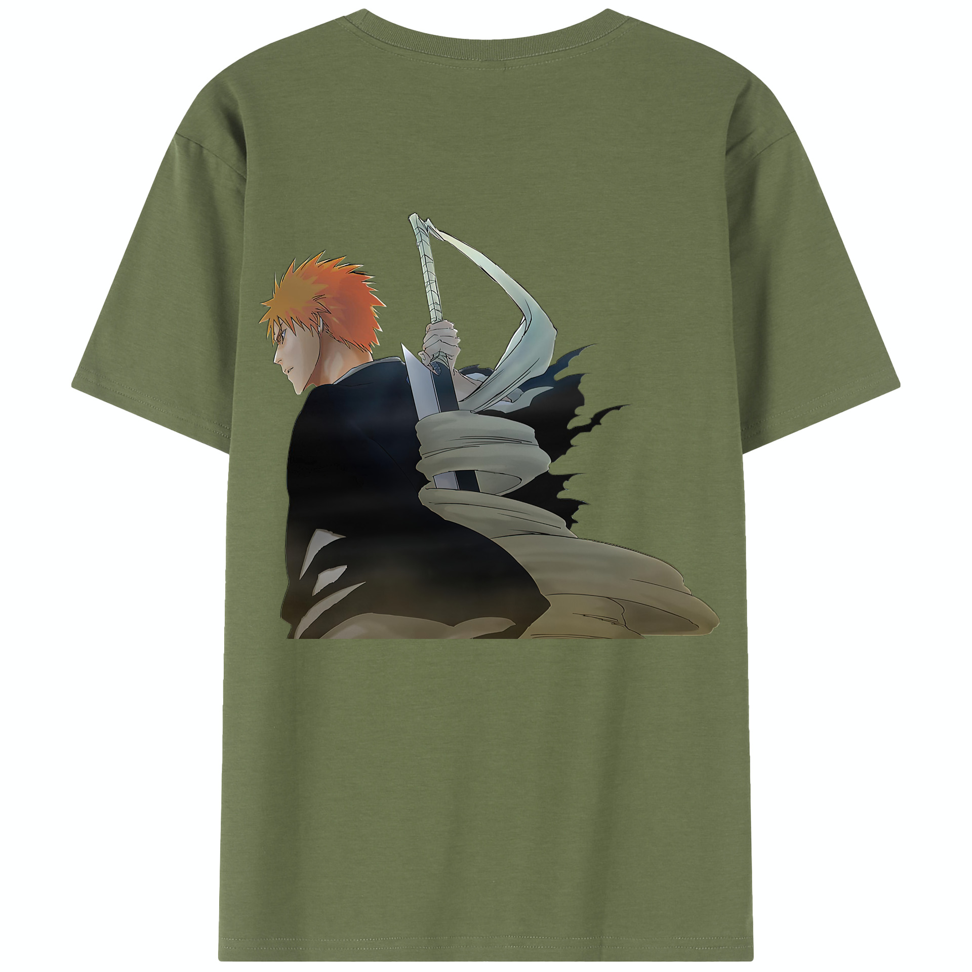 （画像用） ブリーチ 黒崎一護（くろさき いちご）BLEACH Kurosaki Ichigo 綿100％半袖Tシャツ（背面プリント）